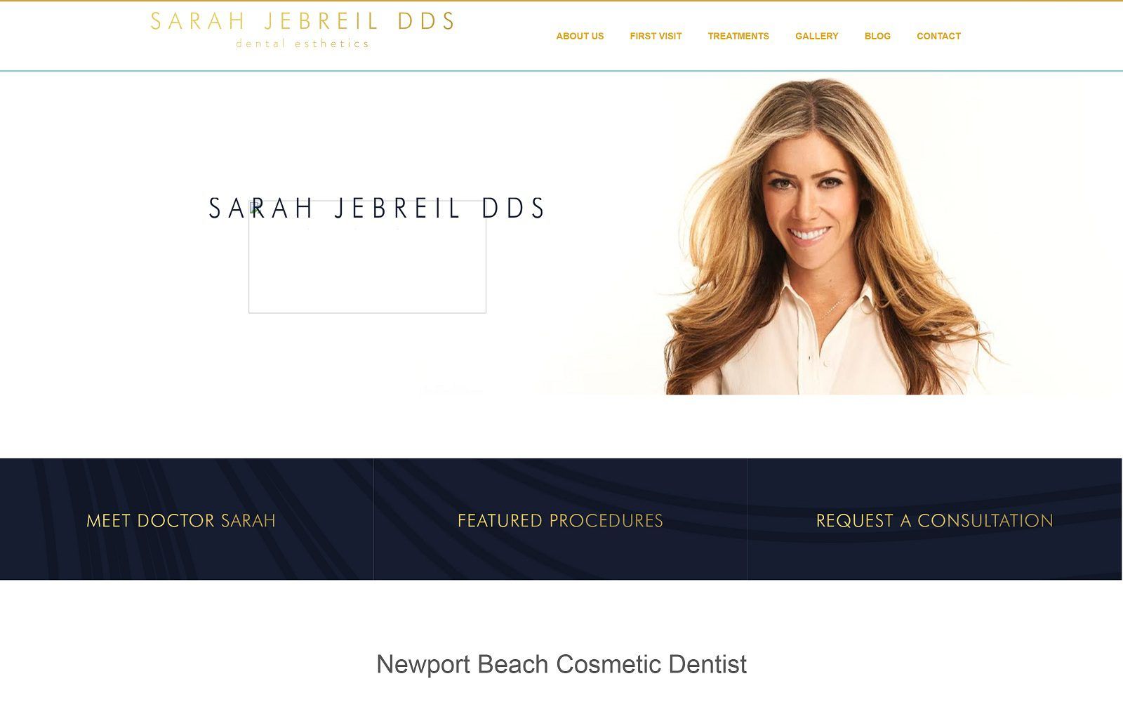 The screenshot of sarah jebreil dds dental esthetics website