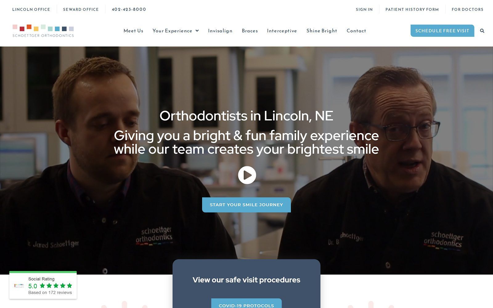 The screenshot of schoettger orthodontics  dr. Bob schoettger website