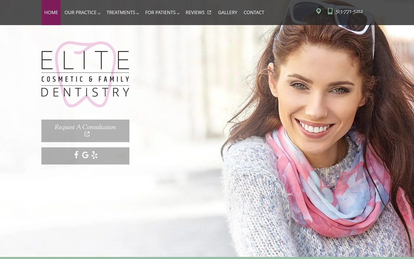 The screenshot of elite cosmetic and family dentistry, alexis mai, dmd website