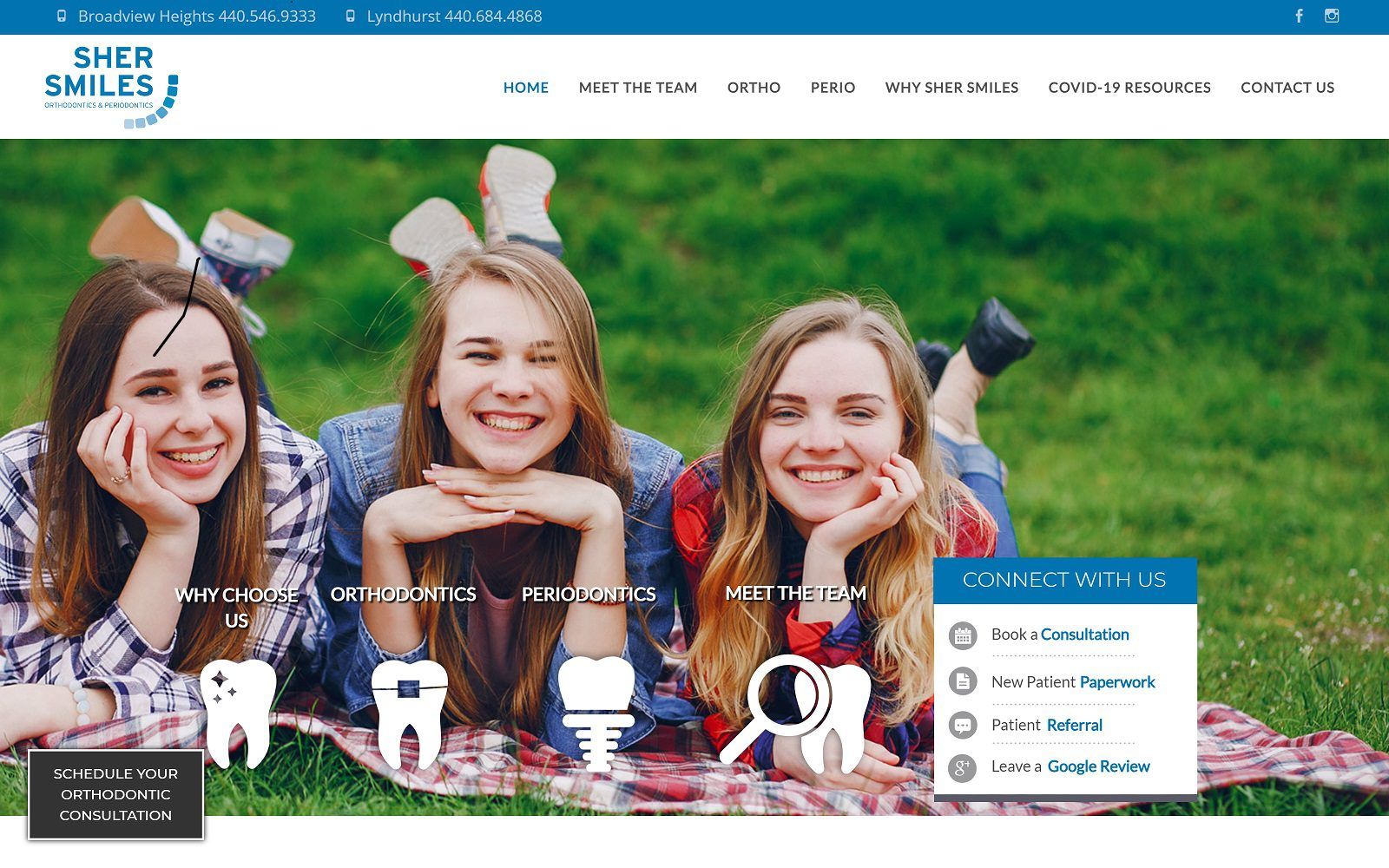 The screenshot of sher smiles periodontics and orthodontics website