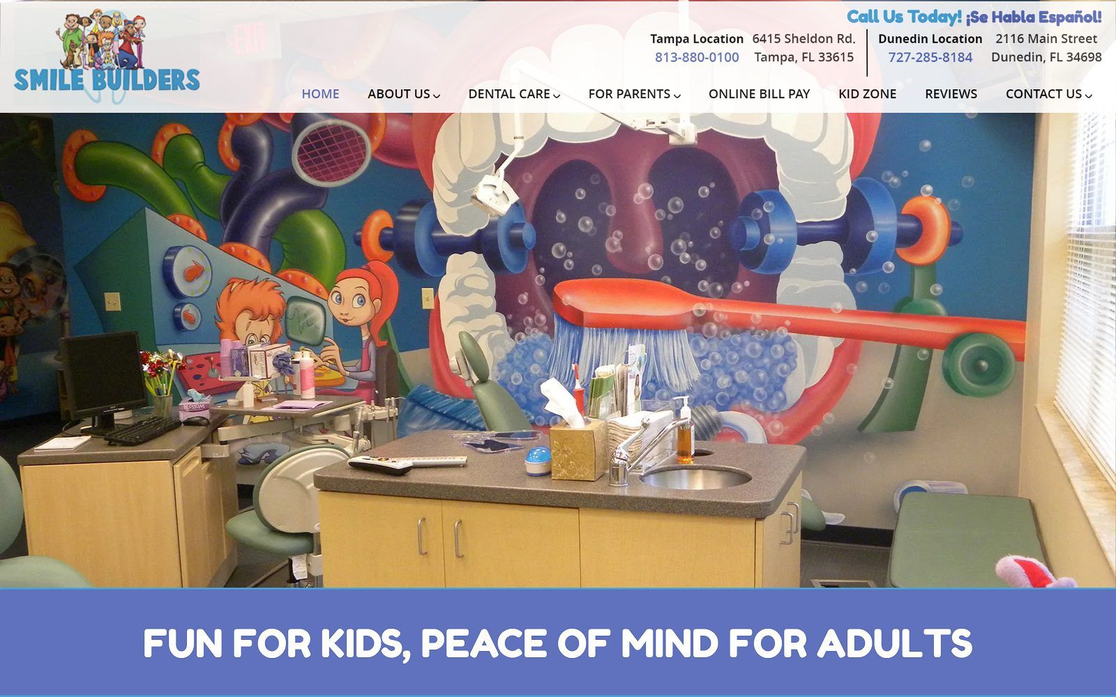 The screenshot of smile builders pediatric dentistry tampa website