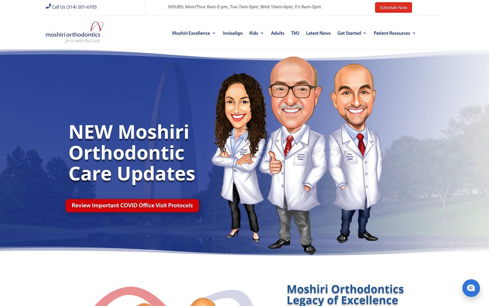 The screenshot of moshiri orthodontics dr. Farhad moshiri website