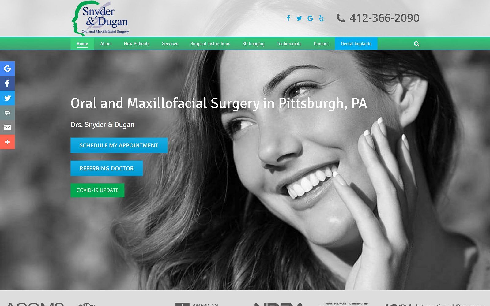 The screenshot of snyder & dugan oral maxillofacial and implant surgery website