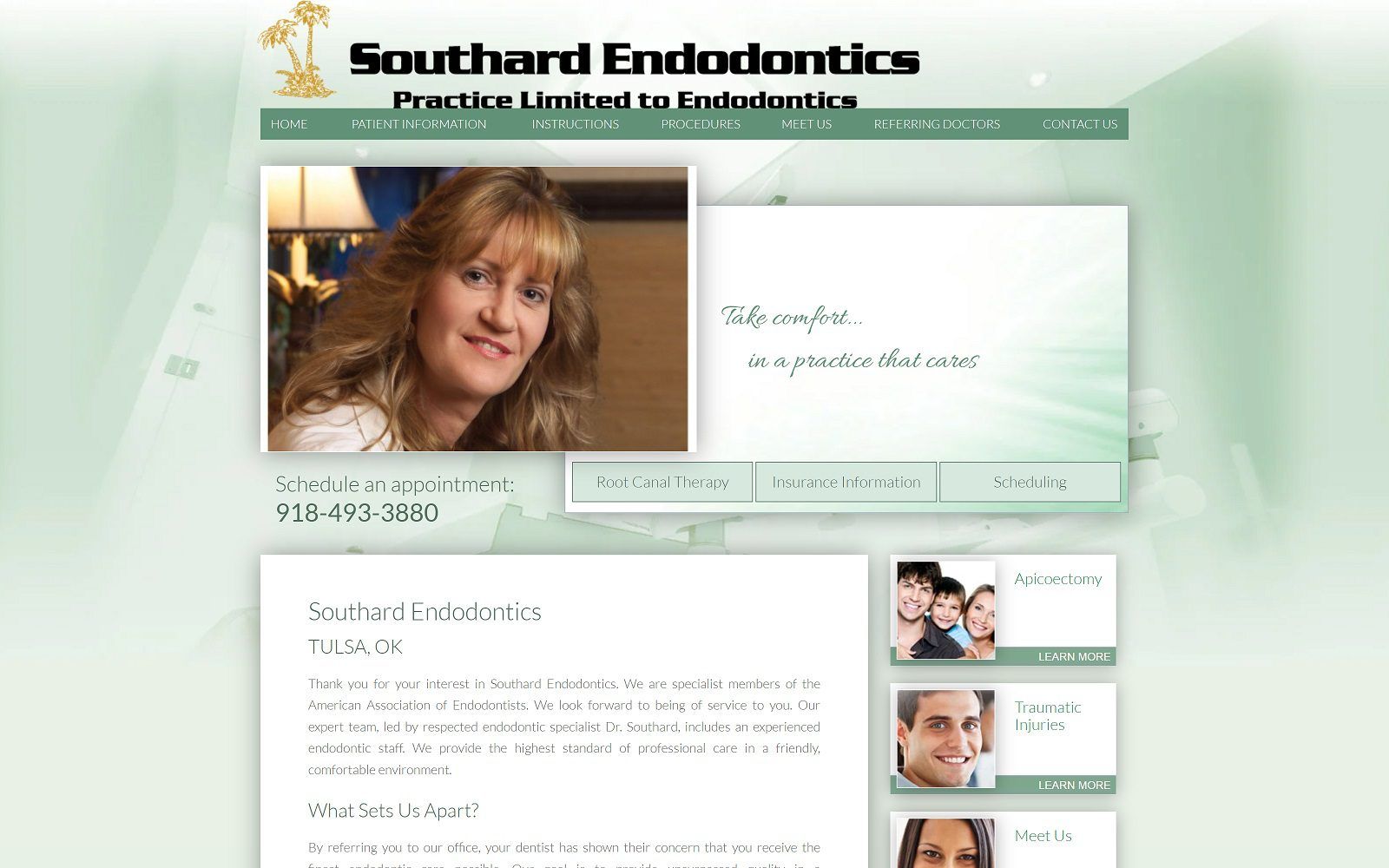 The screenshot of dr. Laurie l. Southard, dds website