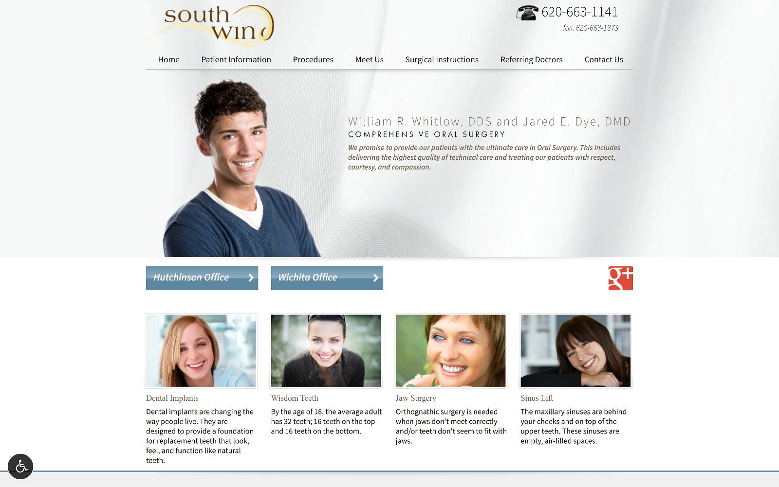 The screenshot of southwind oral & facial surgery & implant center website