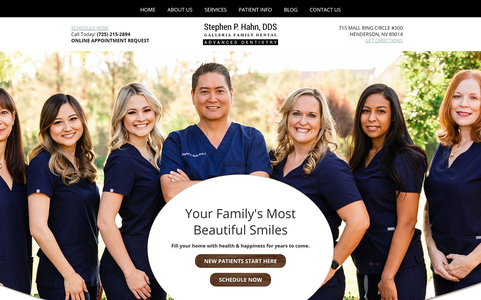 The screenshot of galleria family dental/stephen p hahn dds website