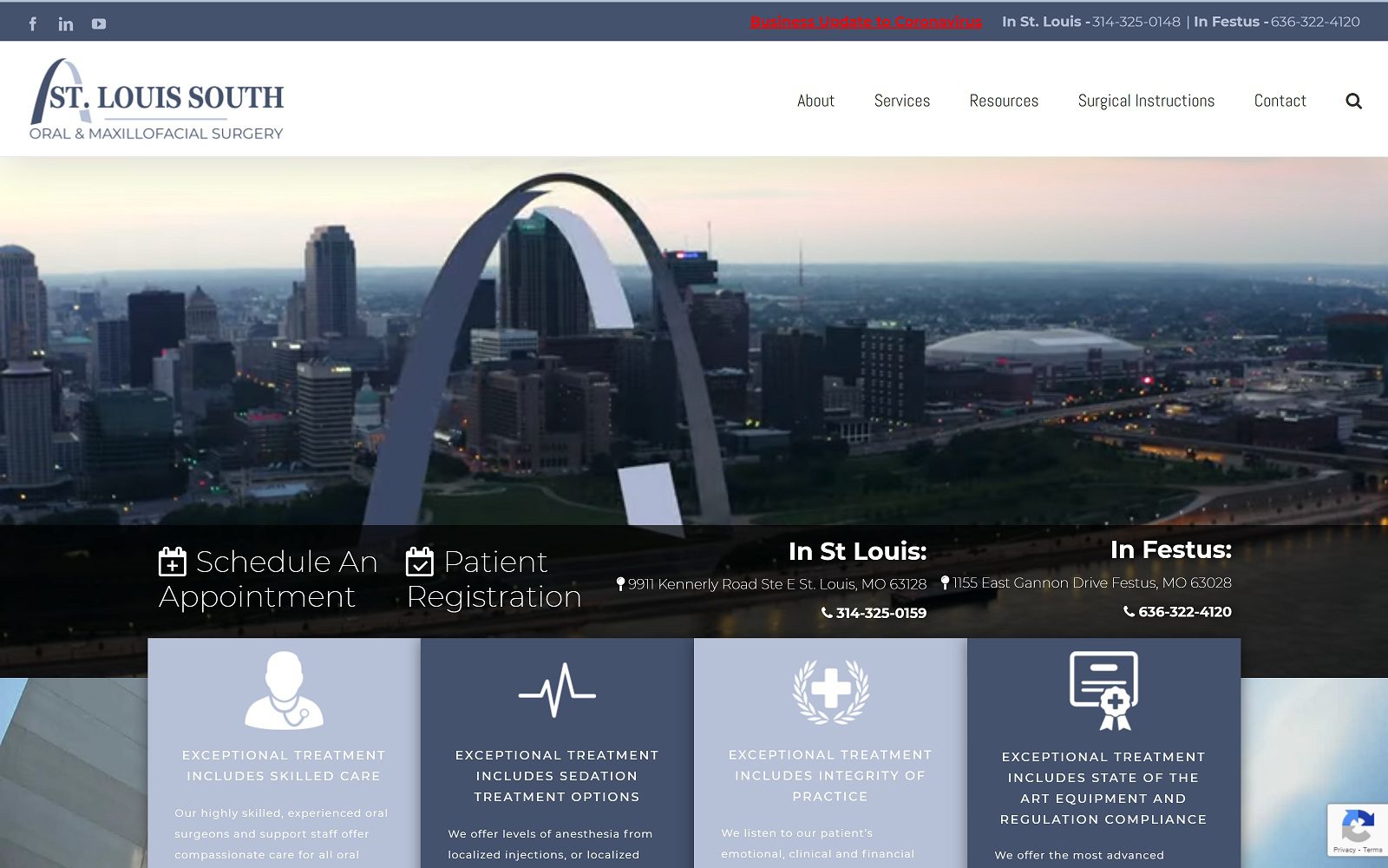 The screenshot of st. Louis south oral surgery dr. William gray website