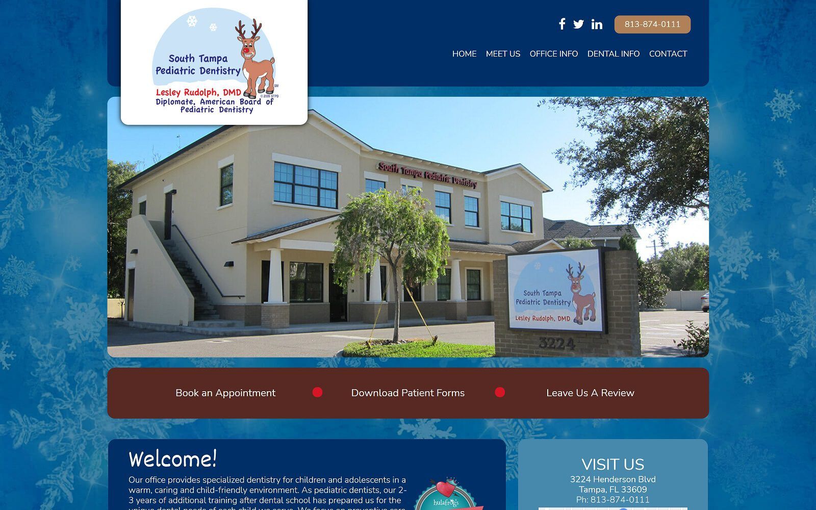 The screenshot of south tampa pediatric dentistry website
