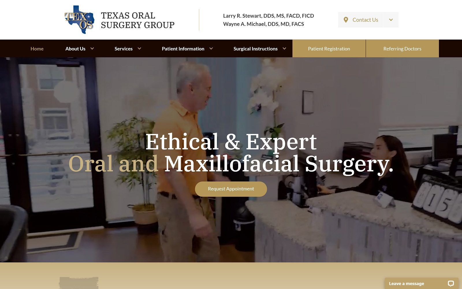 The screenshot of texas oral surgery group - plano website