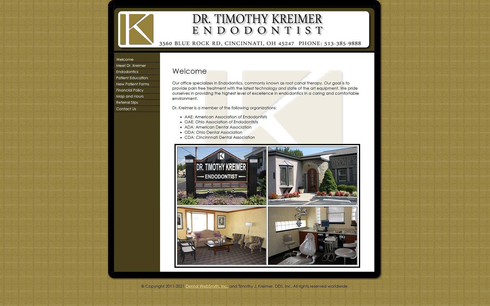 The screenshot of kreimer timothy dds website