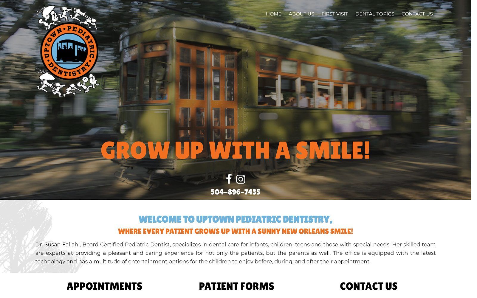 The screenshot of uptown pediatric dentistry - susan fallahi, dds website