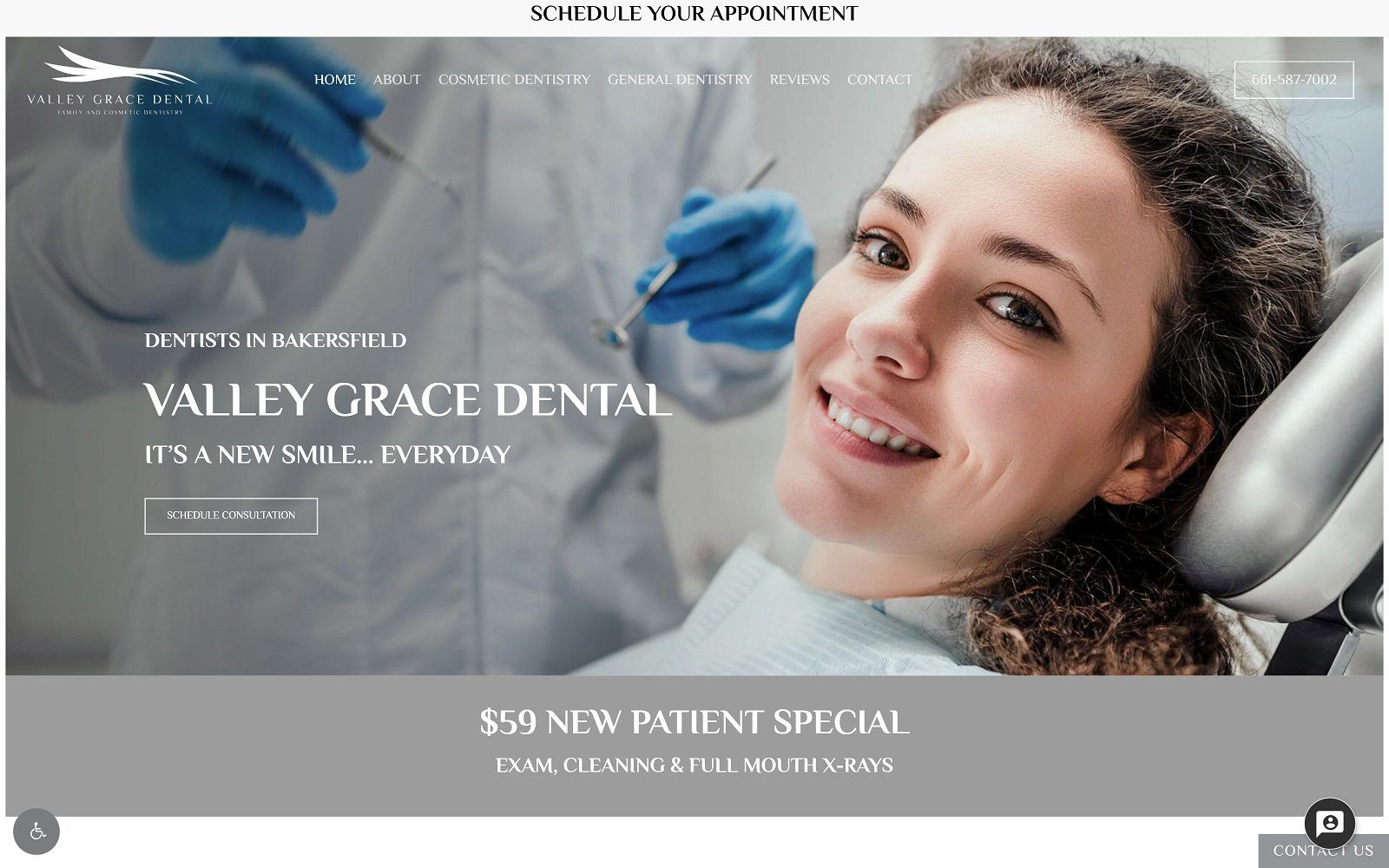 The screenshot of valley grace dental website