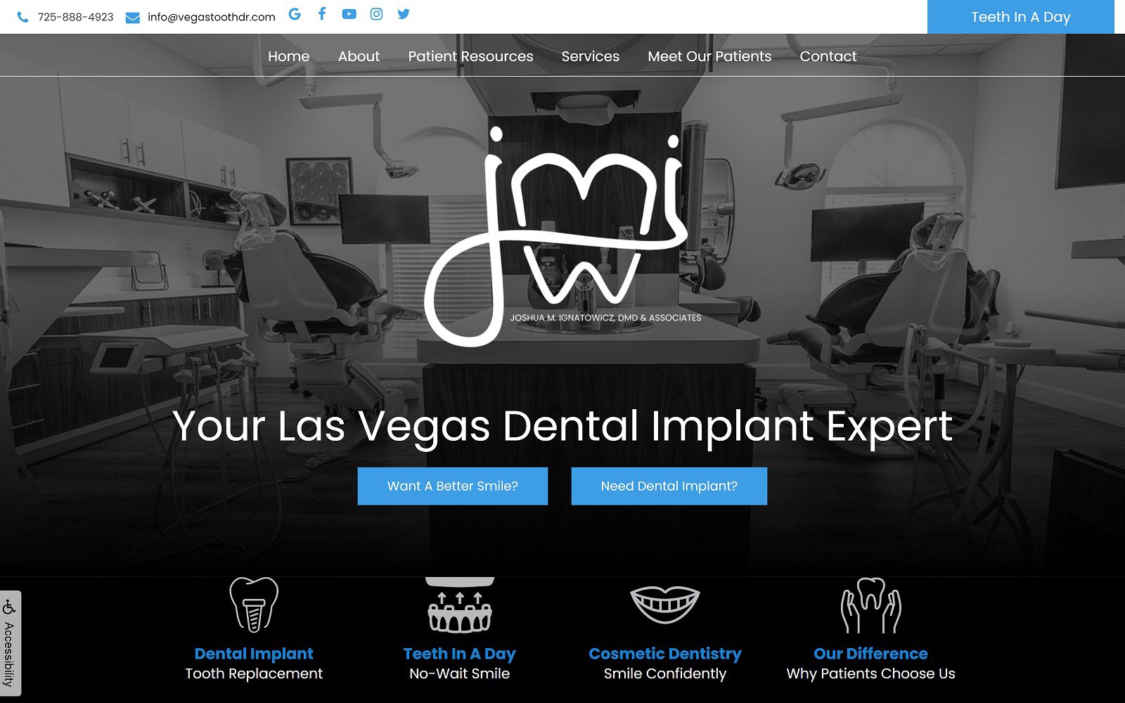 The screenshot of joshua m. Ignatowicz, dmd - dental implants henderson nv website