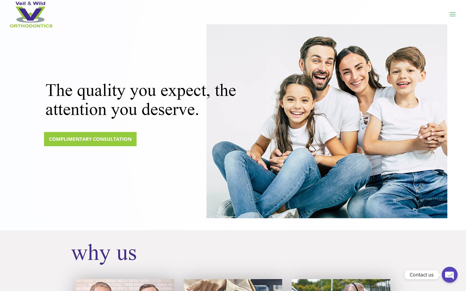 The screenshot of veil & wild orthodontics website