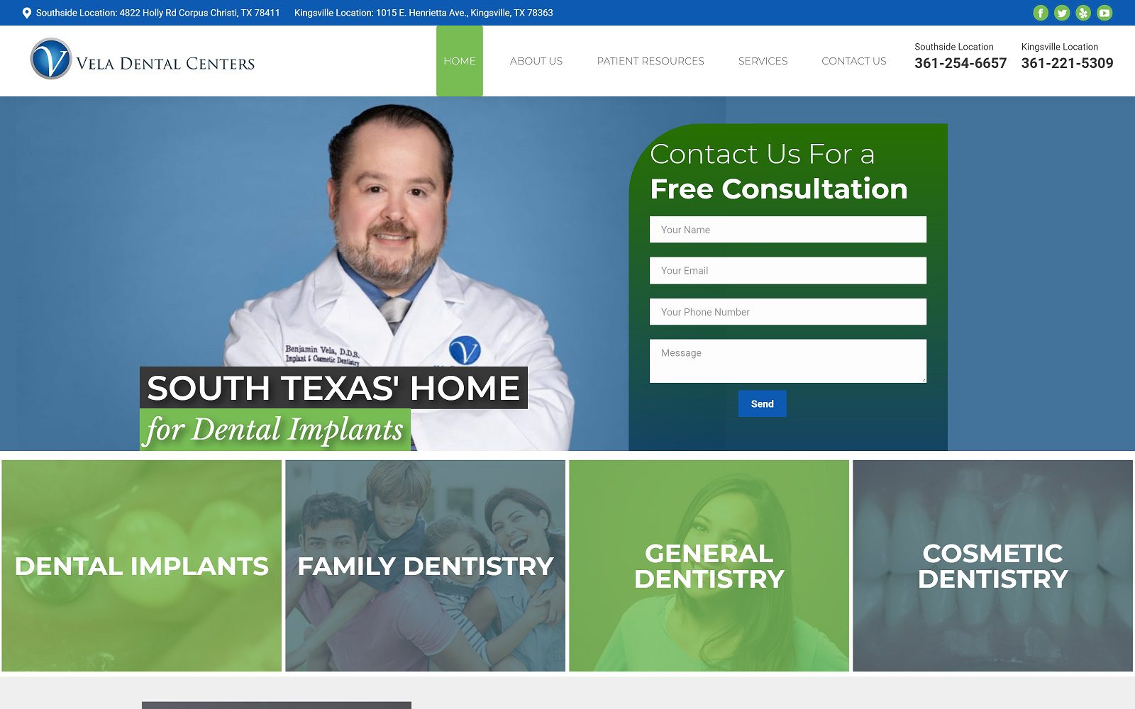 The screenshot of vela dental center- southside dr. Benjamin vela