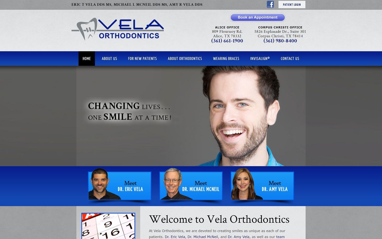 The screenshot of vela orthodontics dr. Eric vela website