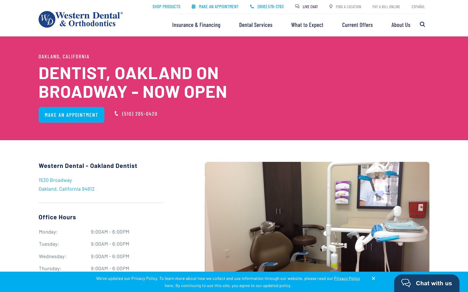 The screenshot of western dental & orthodontics website