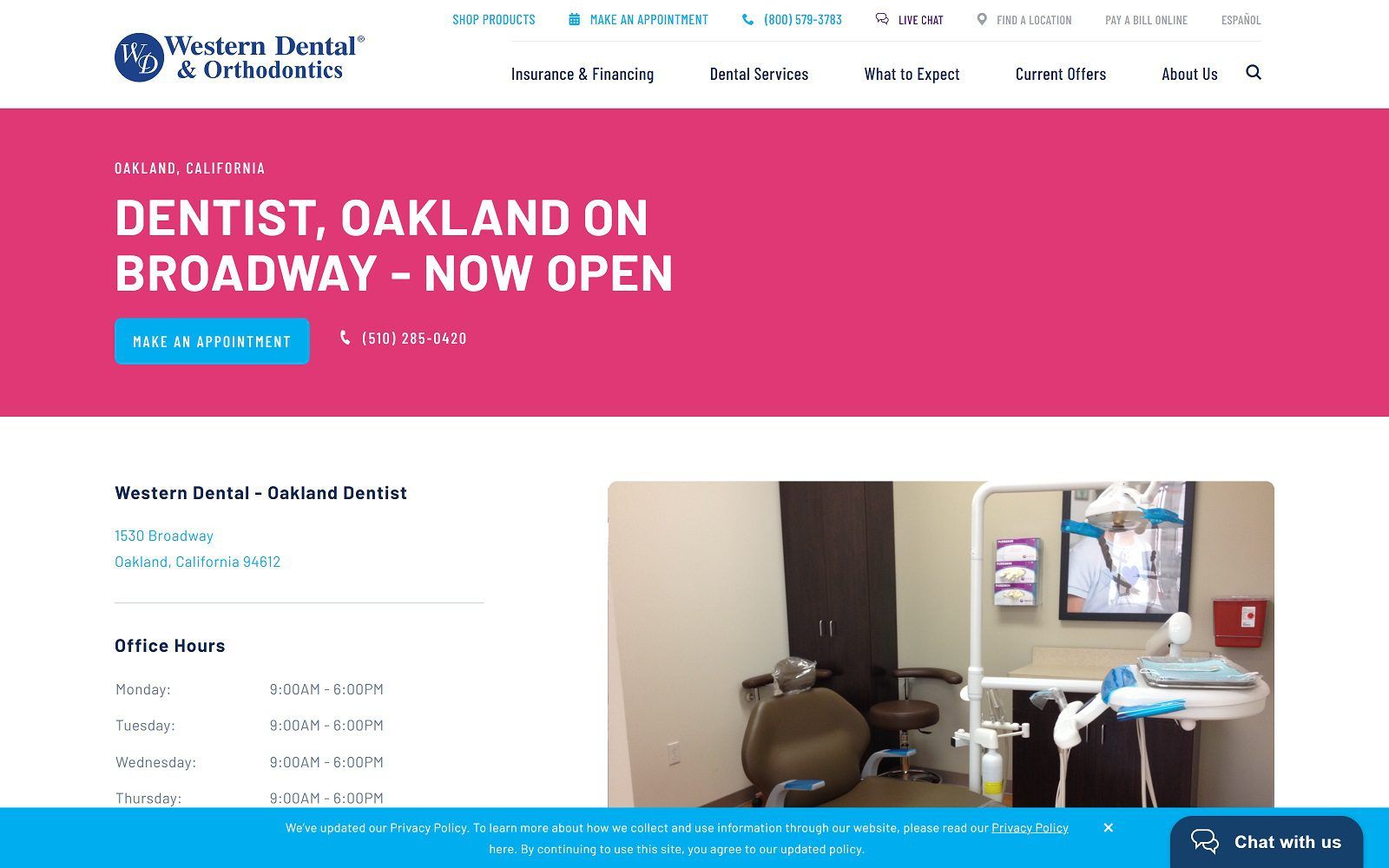 The screenshot of western dental & orthodontics website