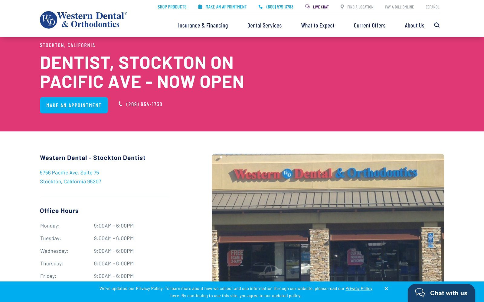 The screenshot of western dental & orthodontics stockton office website