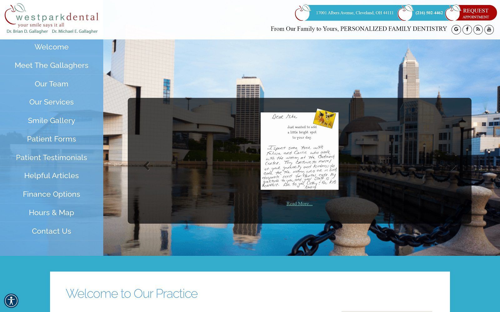 The screenshot of west park dental website