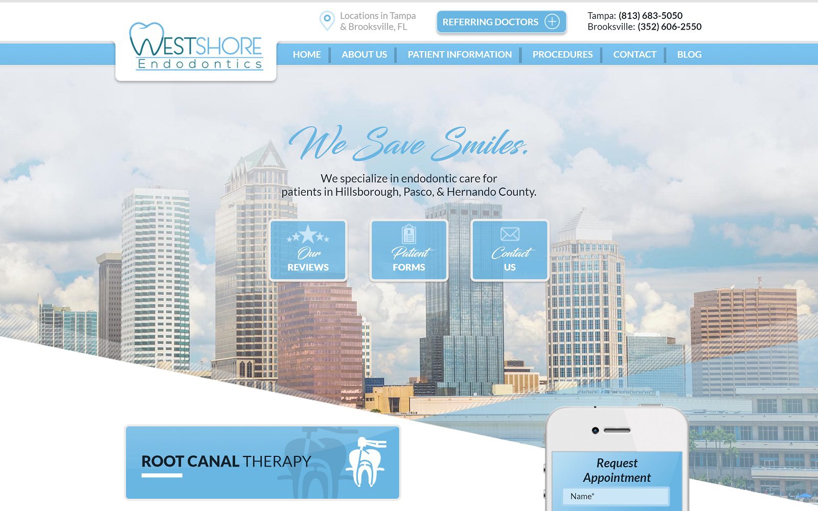 The screenshot of west shore endodontics dr. Hanny hamoui website