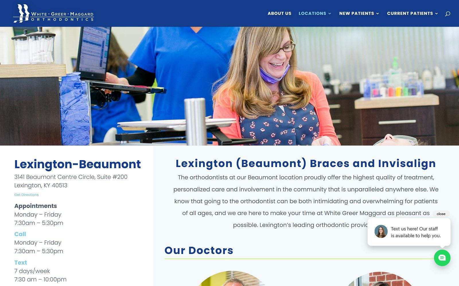 The screenshot of white, greer & maggard orthodontics website