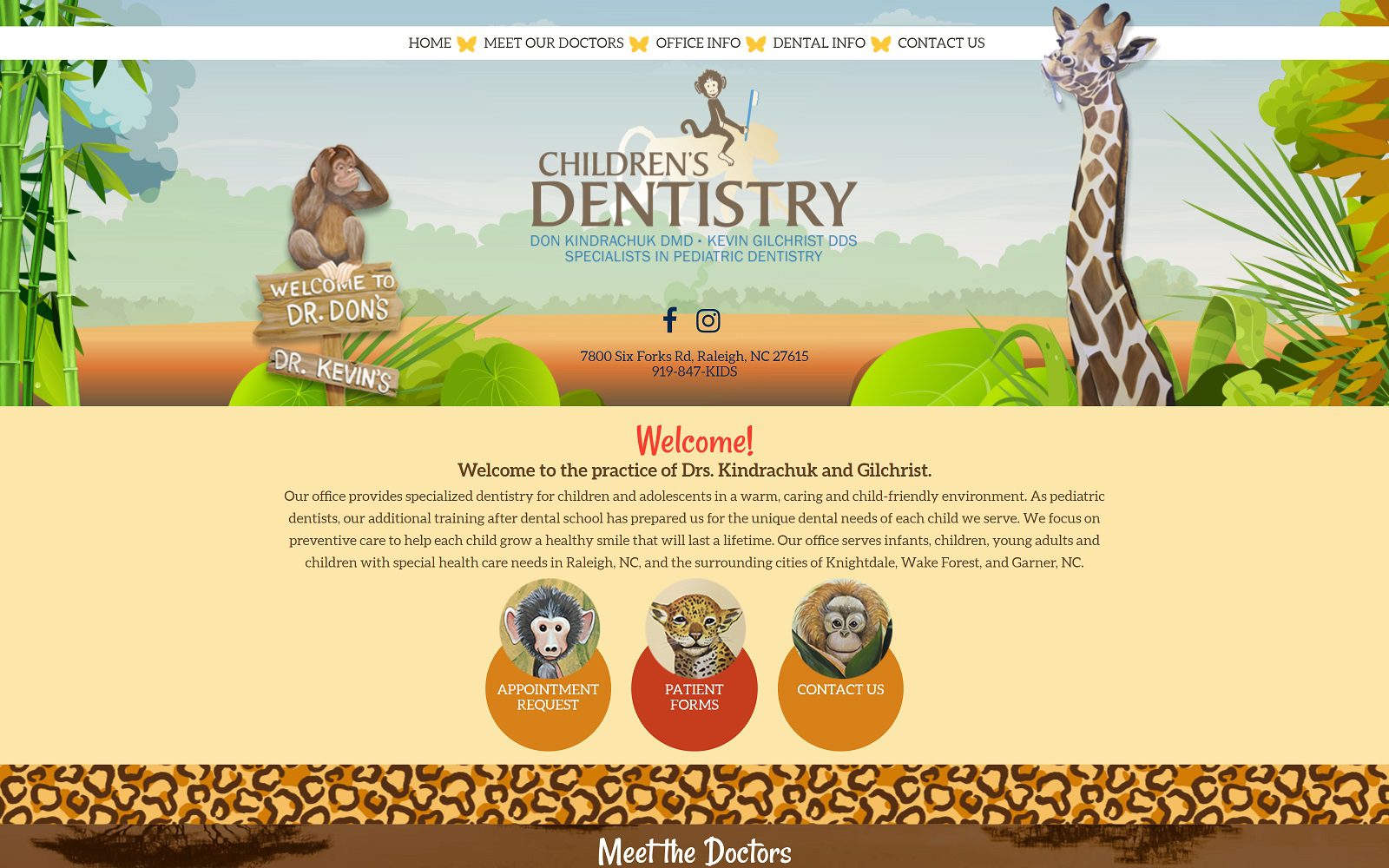 The screenshot of drs. Kindrachuk and gilchrist, children’s dentistry website