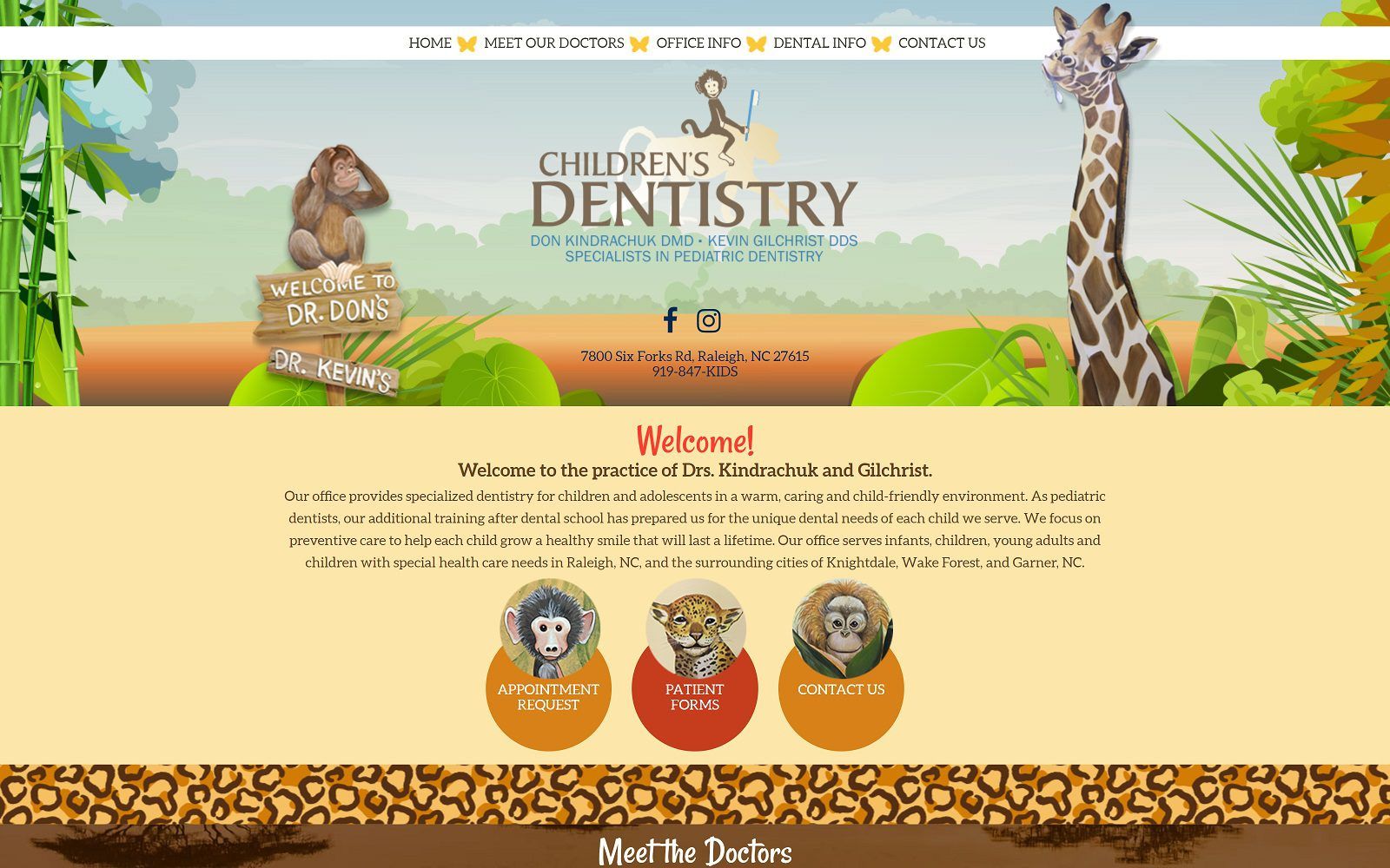 The screenshot of drs. Kindrachuk and gilchrist, children’s dentistry website