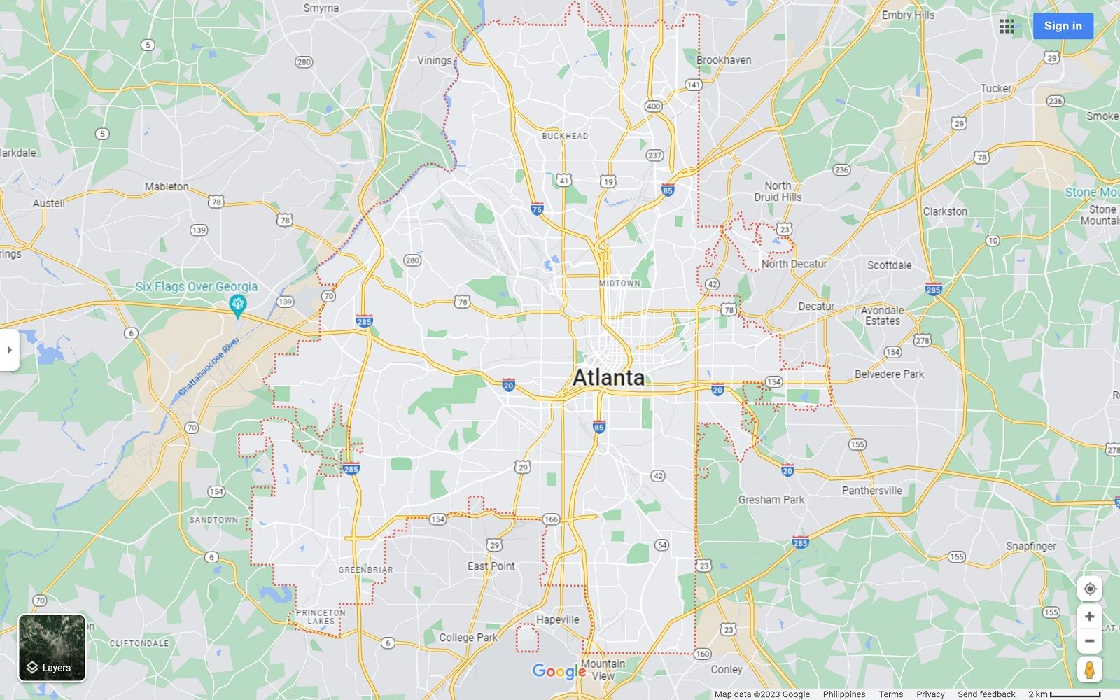 Atlanta GA map