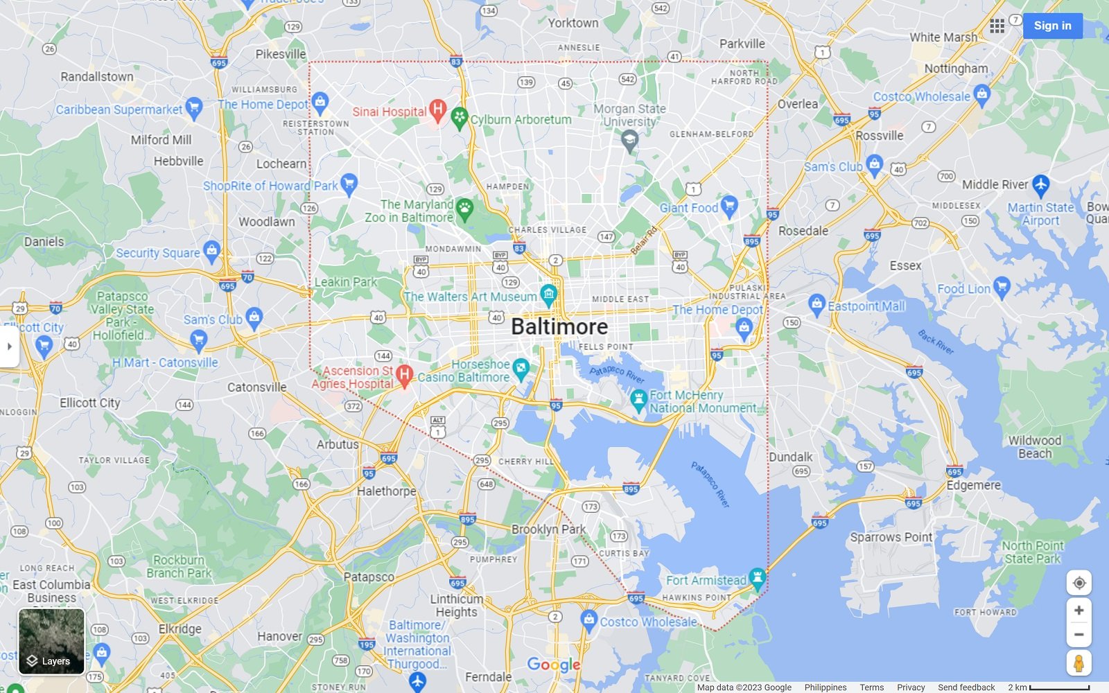 Baltimore MD map