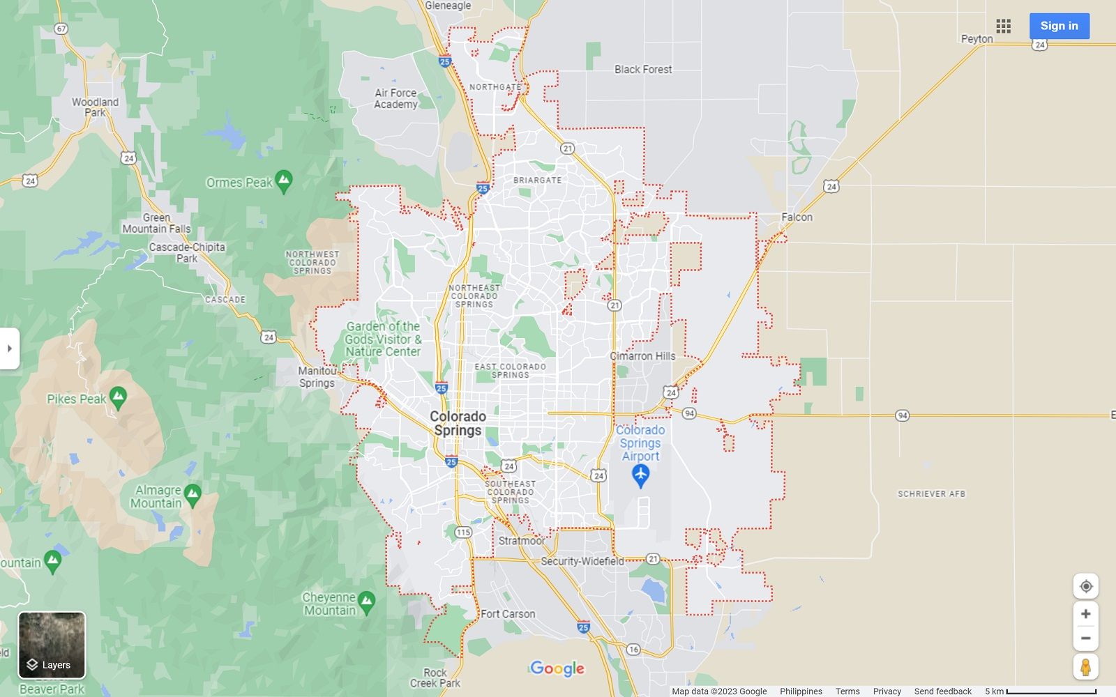 Colorado Springs CO map