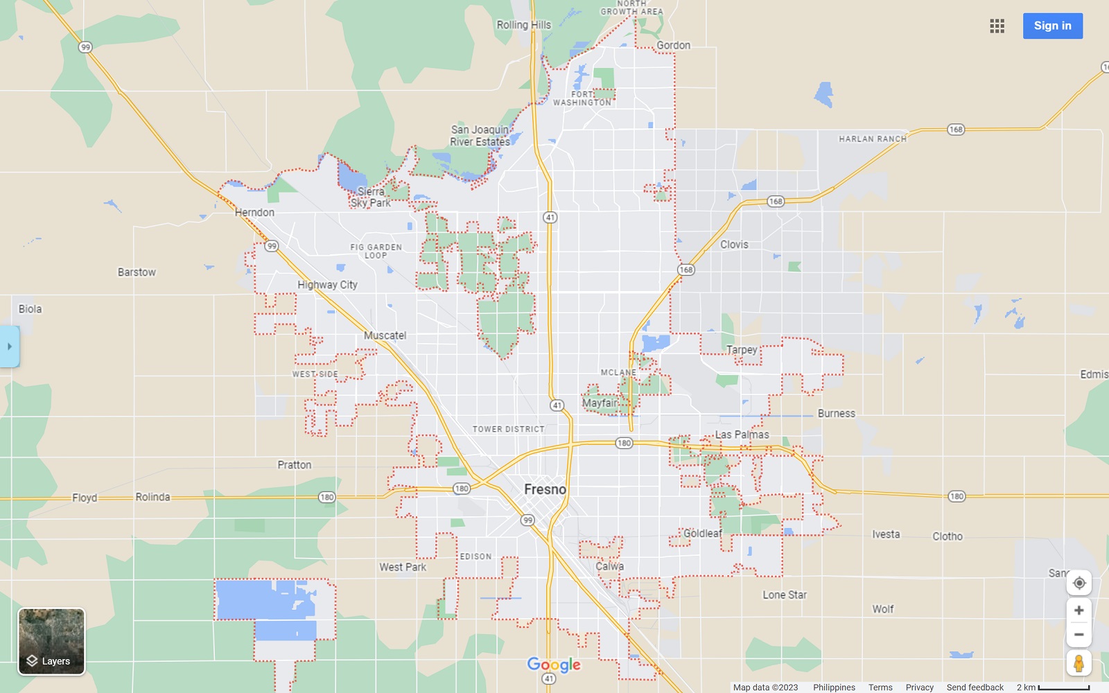 Fresno CA map