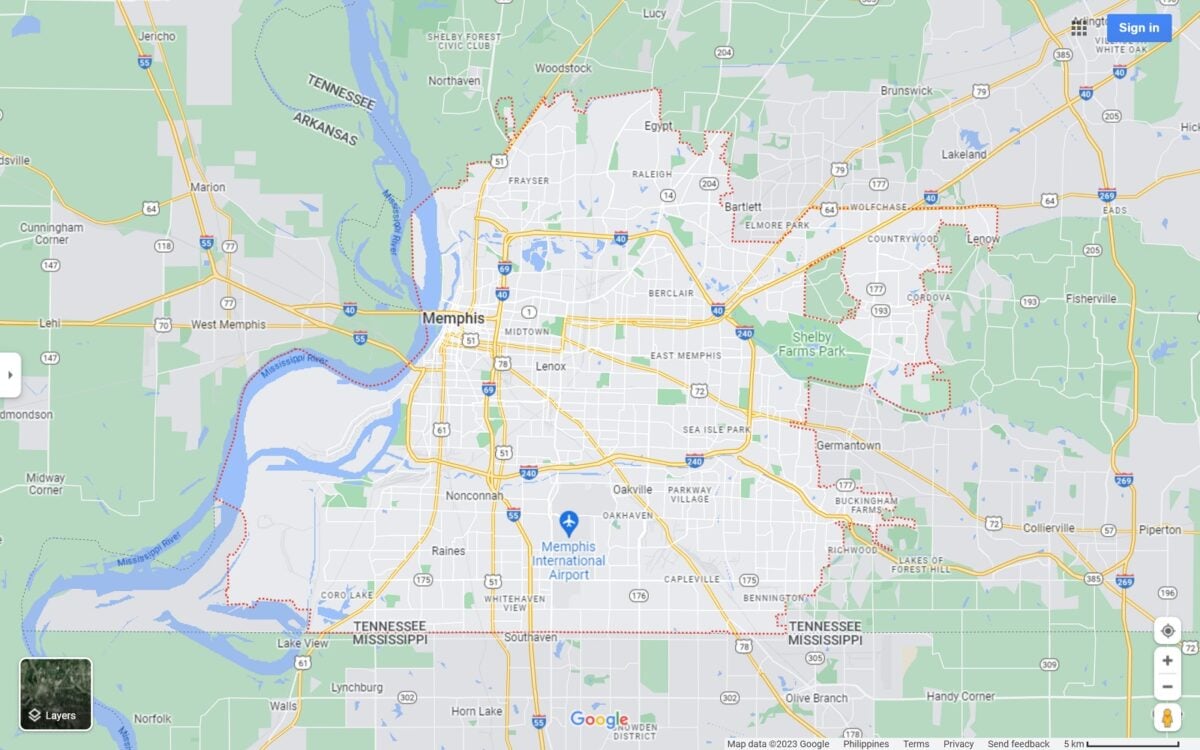 Memphis TN map