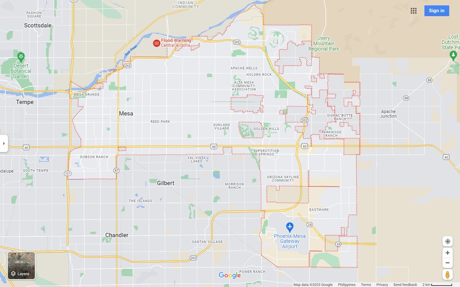 Mesa Arizona map