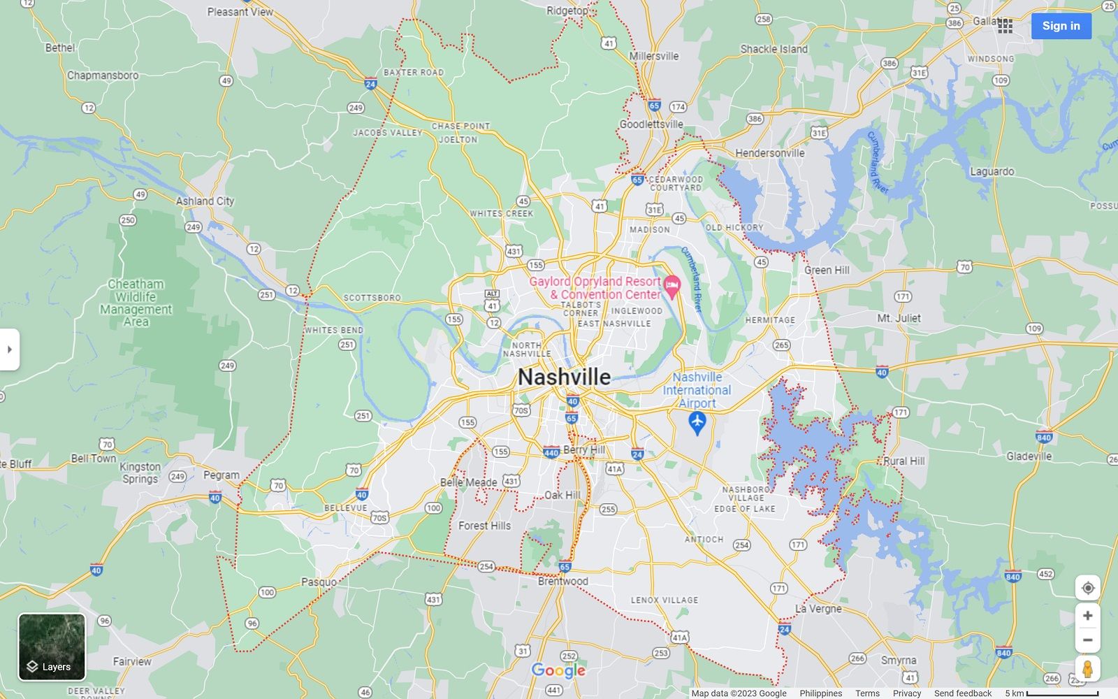 Nashville TN map