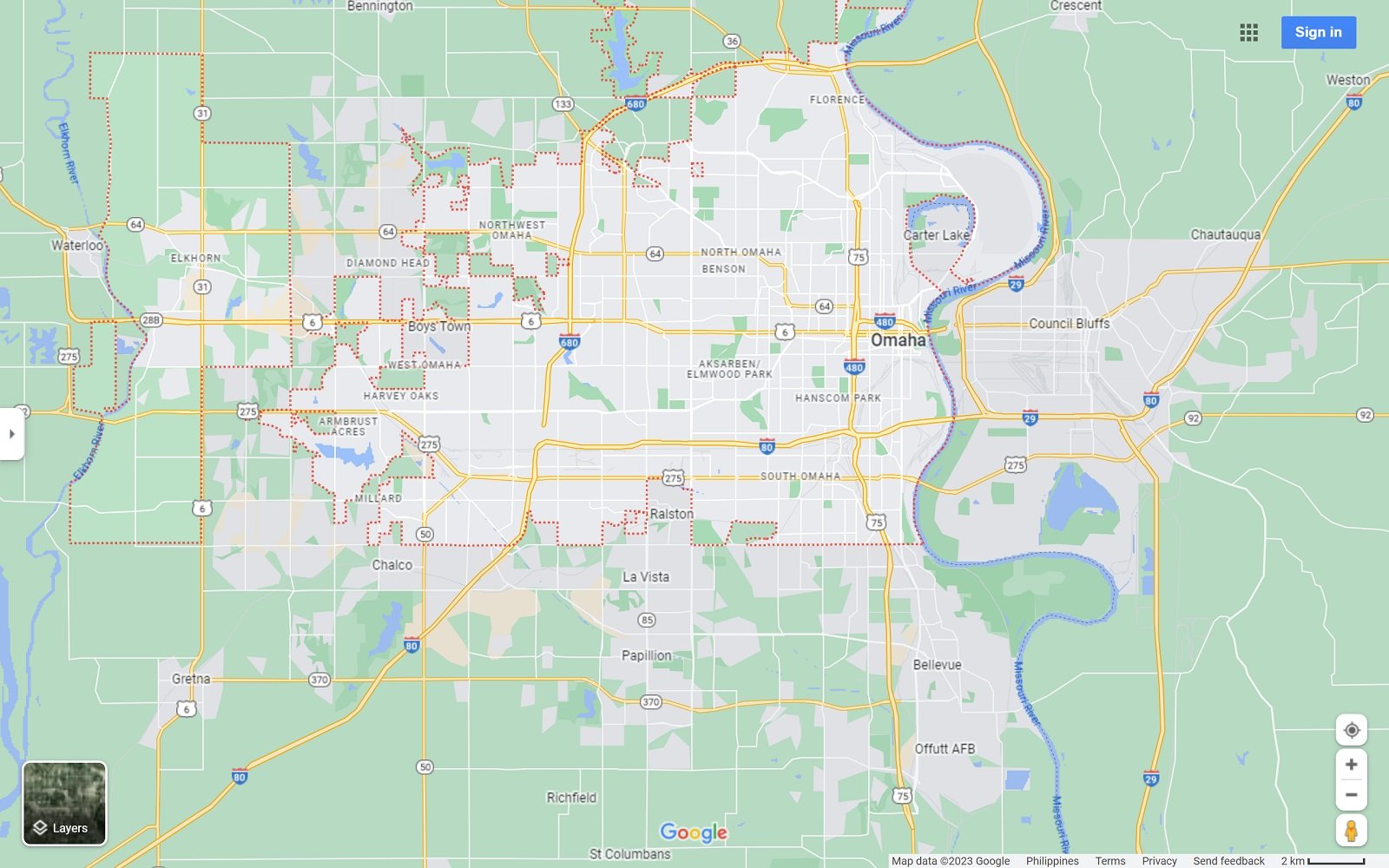 Omaha Nebraska map