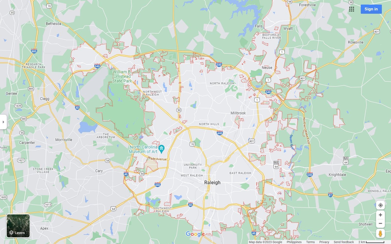 Raleigh NC map