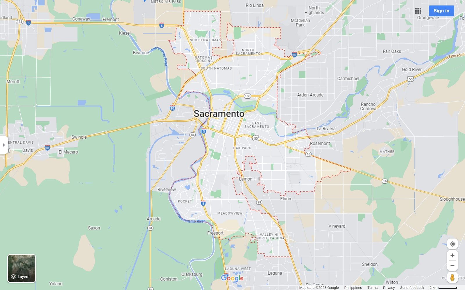 Sacramento CA map