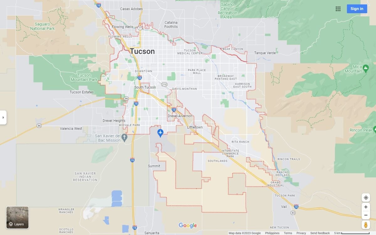 Tucson AZ map