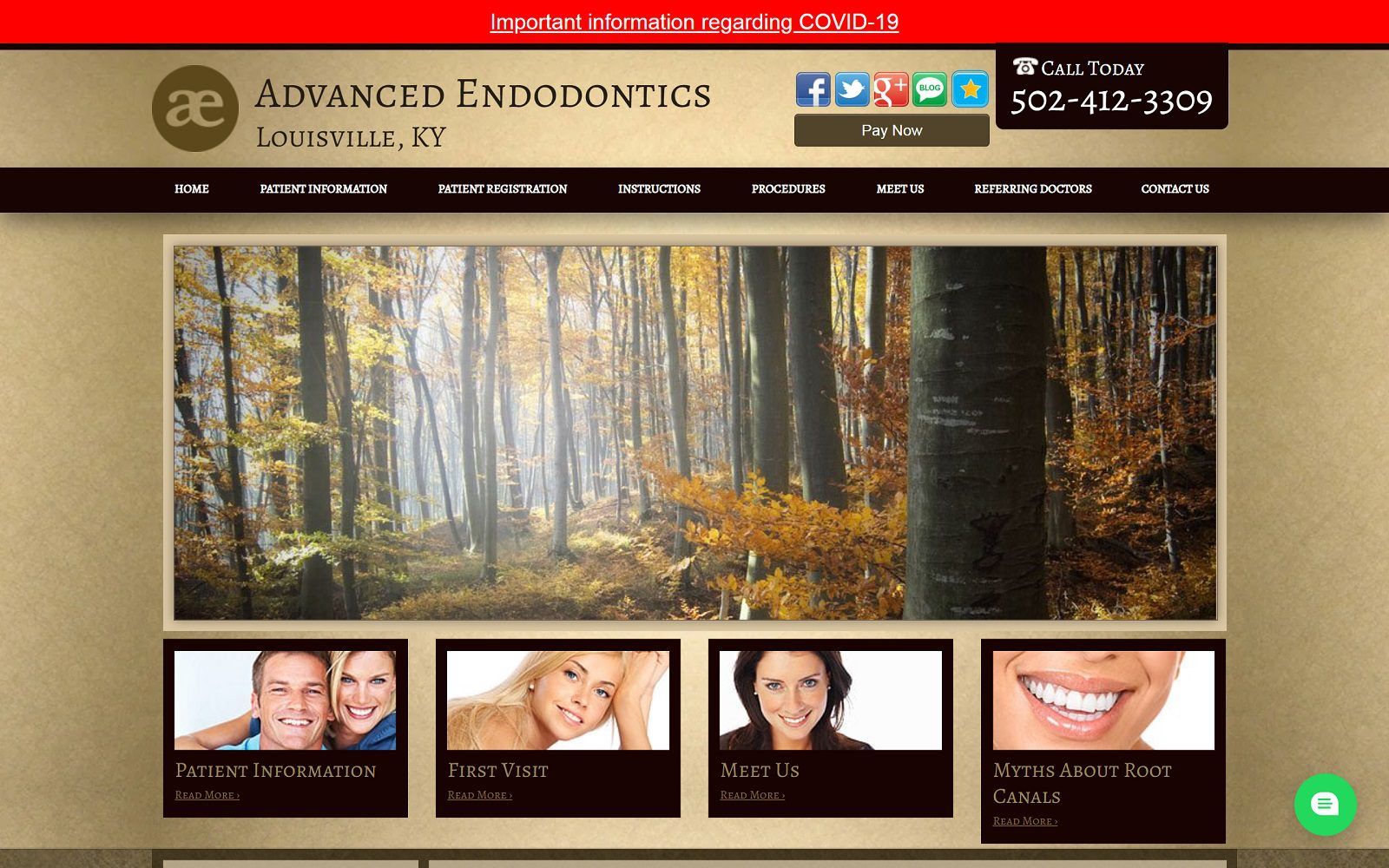 The screenshot of advanced endodontics dr. Paul abbott website