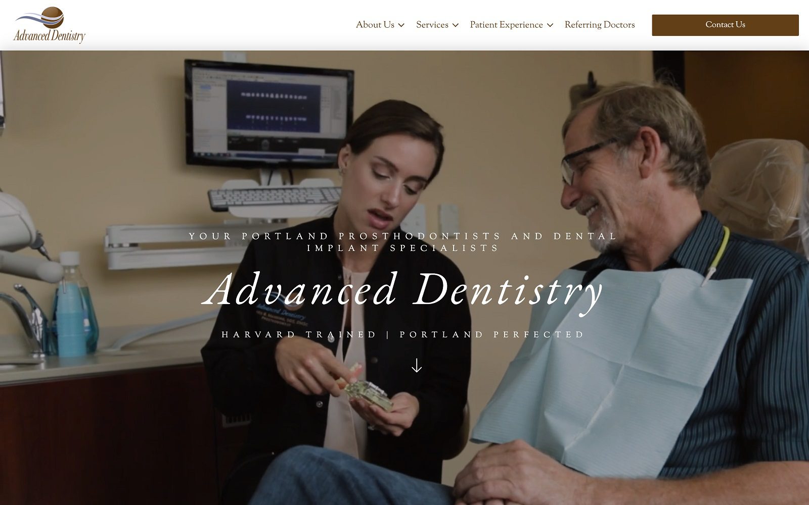 The screenshot of advanced dentistry website