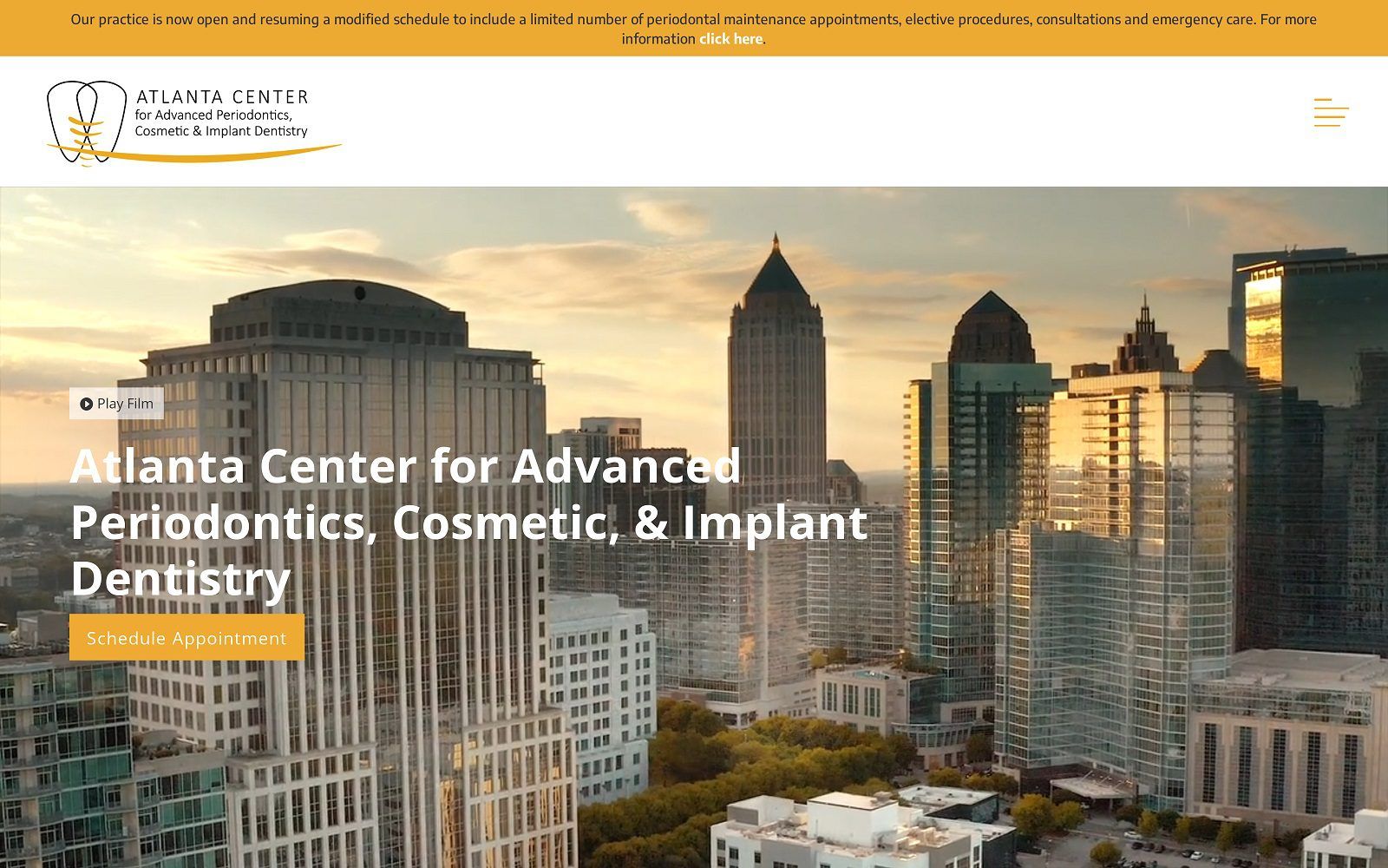 The screenshot of atlanta center for advanced periodontics - dr. Brock pumphrey website