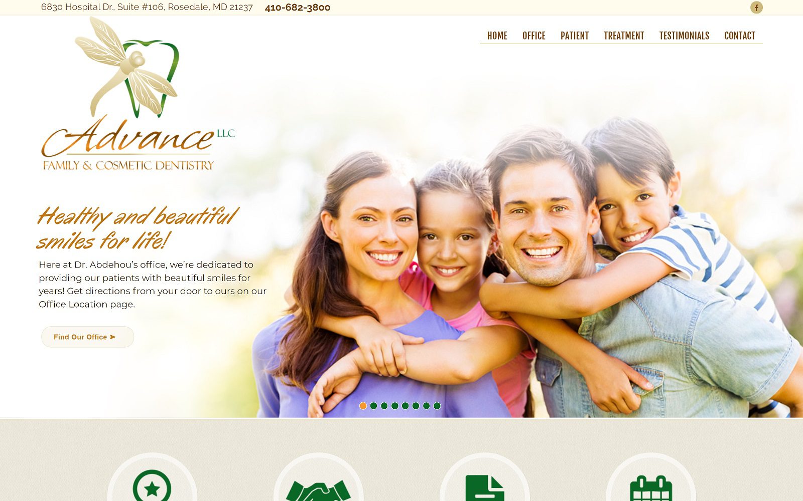 The screenshot of advance family and cosmetic dentistry dr. Anahita abdehou website