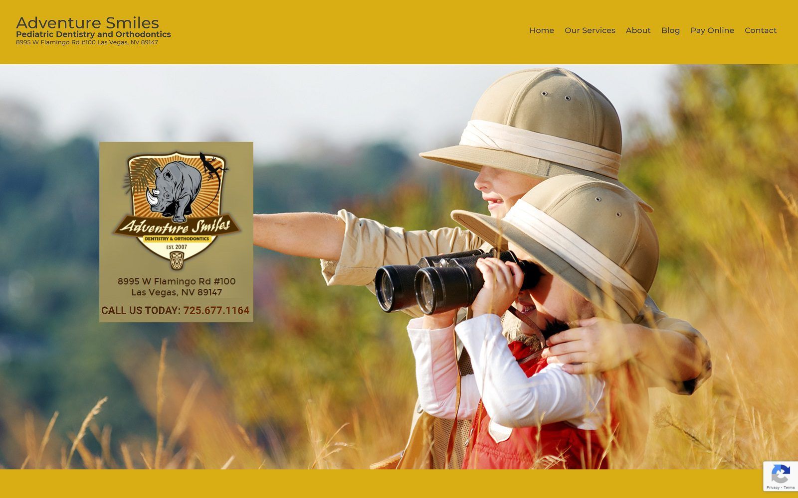 The screenshot of adventure smiles pediatric dentistry website