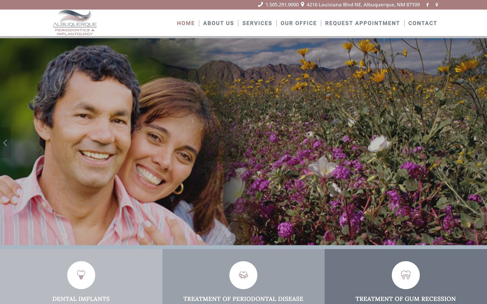 The screenshot of albuquerque periodontics & implantology website