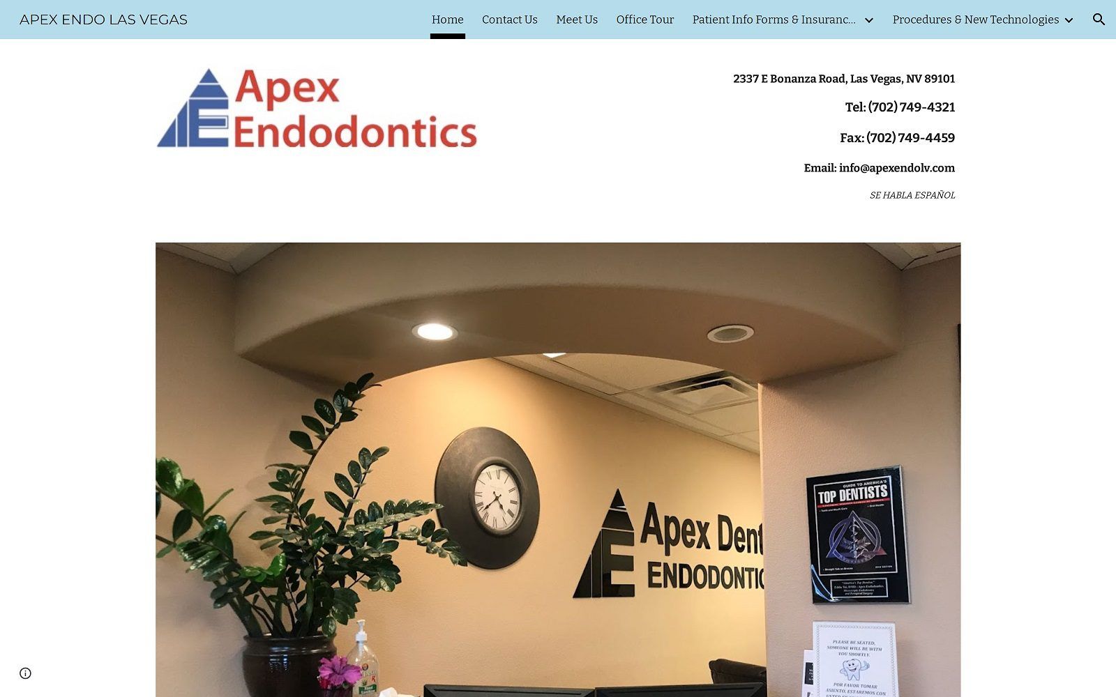 The screenshot of apex endodontics website dr. Eddie tai website