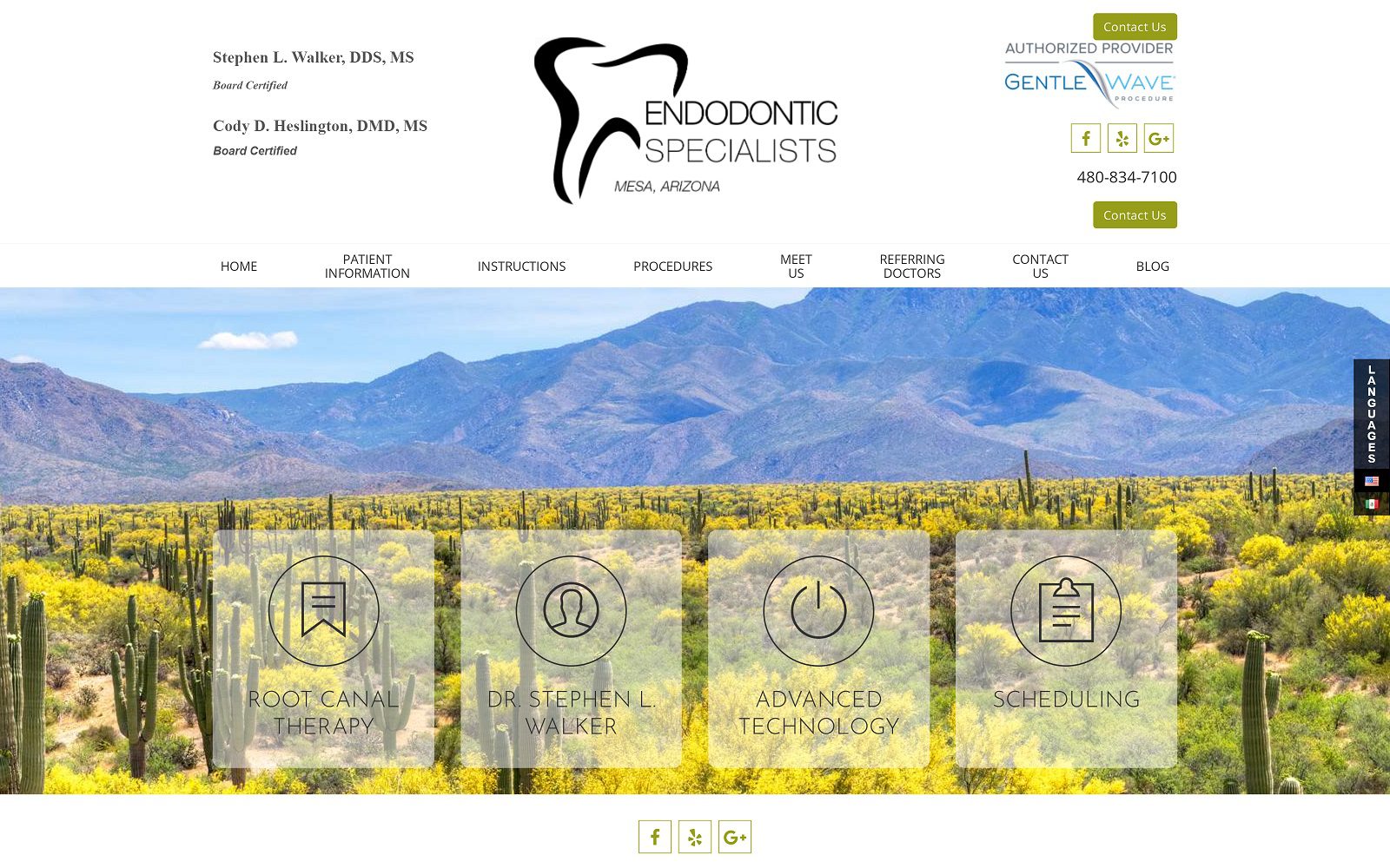 The screenshot of endodontic specialists website