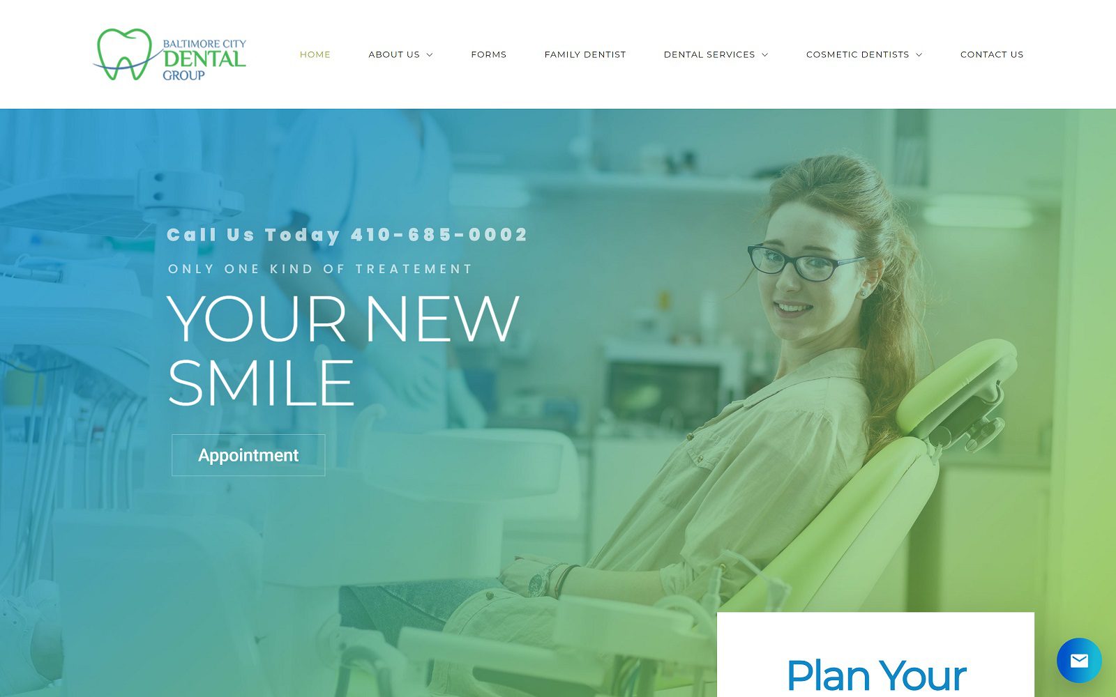 The screenshot of baltimore city dental group website