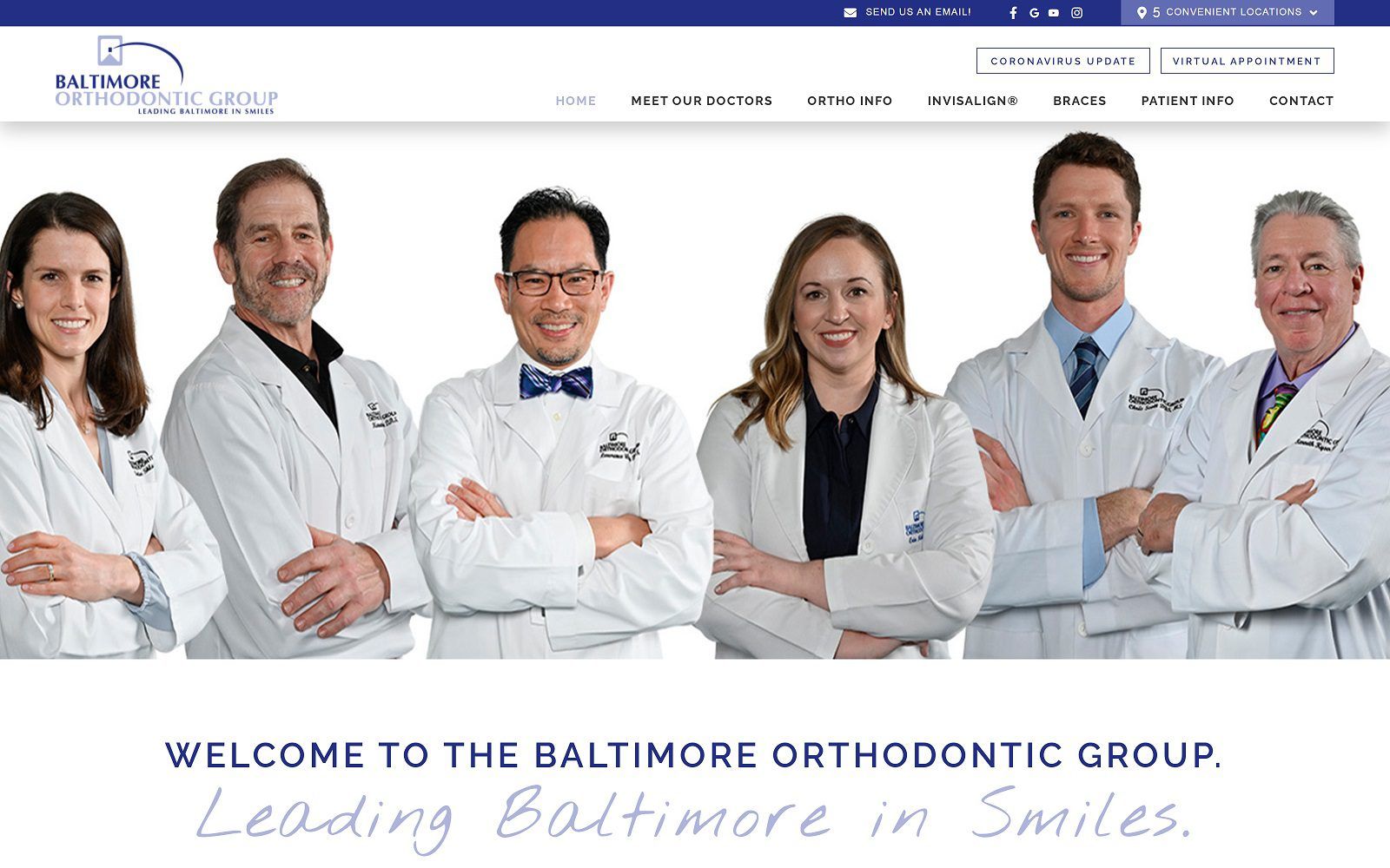 The screenshot of baltimore orthodontic group website