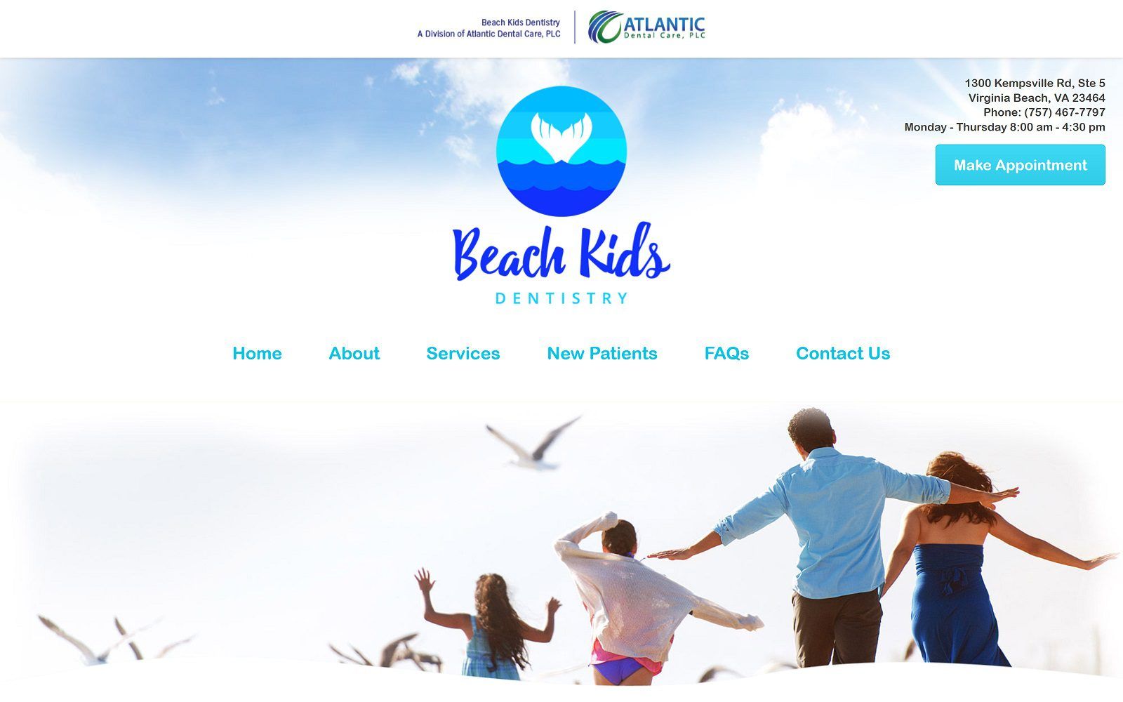 The screenshot of beach kids dentistry: dr. Jessica clark website